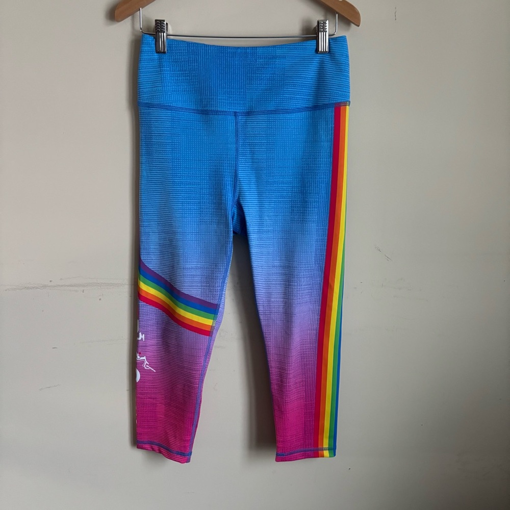 Vibrant Blue and Pink Women’s Capri Miami Fitwear Leggings
